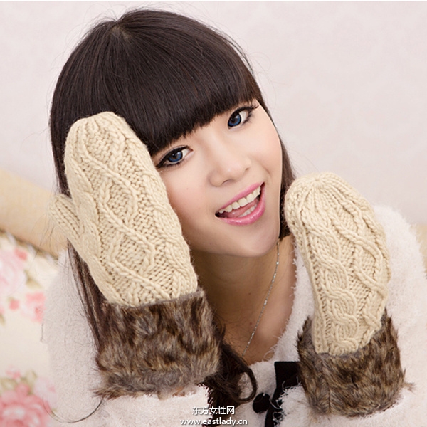 时尚可爱毛线手套带给你春天般的感觉