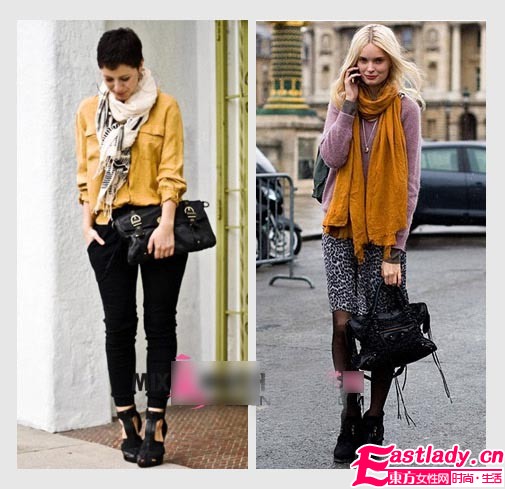 气质女郎围巾秀 系出街头好印象