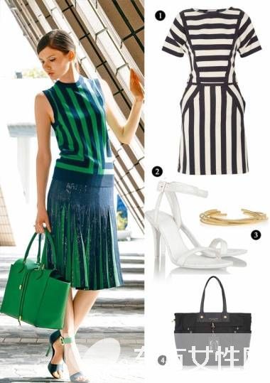海魂风再掀一片热潮 经典条纹连衣裙时尚搭