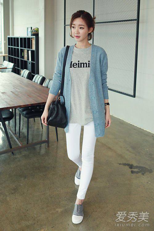 针织开衫如何搭配 韩国街拍达人亲身示范