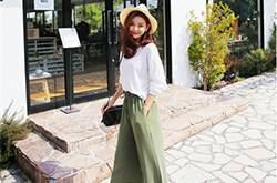 女生夏季宽腿裤服装搭配 学会了时髦又起范儿