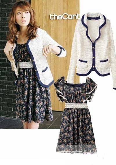 女生碎花连衣裙搭配 混搭感既时尚又知性