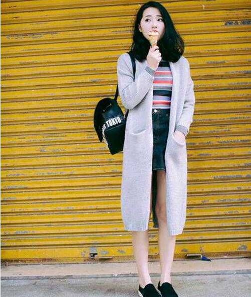 长款开衫毛衣外套搭配 一秒凸显女神范