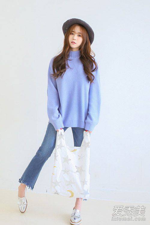 韩国早春街拍 冰淇淋色毛衣美哭你