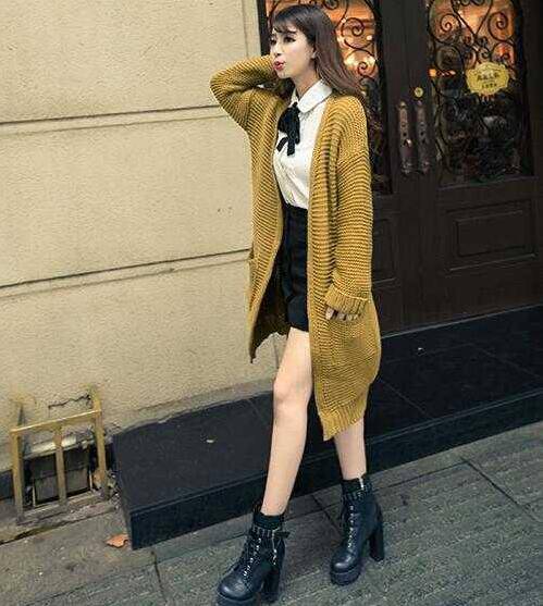长款开衫毛衣外套搭配 一秒凸显女神范