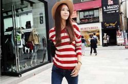 时尚百搭条纹毛衣 打造清新甜美范