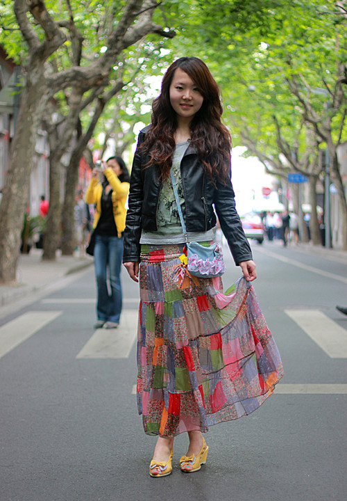 八月中国街拍 长裙幽雅伴一夏