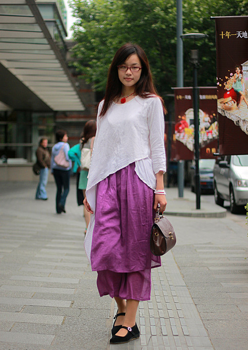 八月中国街拍 长裙幽雅伴一夏